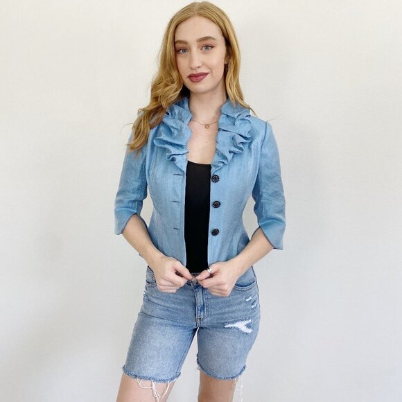 ADRIANNA PAPELL Evening Essentials Sky Blue Jacket - Picture 1 of 3